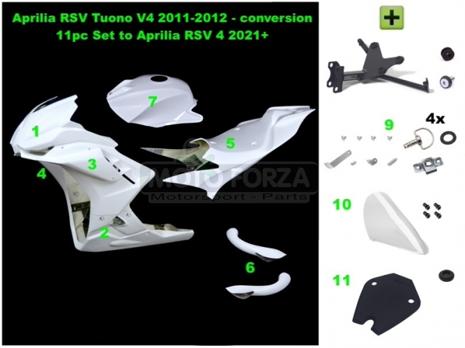 Aprilia RSV Tuono V4 2011-2012 konverze na Aprilia RSV 4 2021 - Kompletní sada racing 11 dílná 