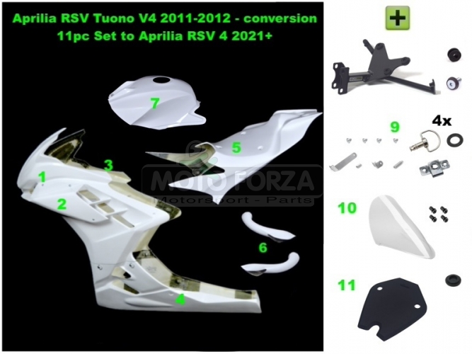 Aprilia RSV Tuono V4 2011-2012 konverze na Aprilia RSV 4 2021 - Kompletní sada racing 11 dílná 