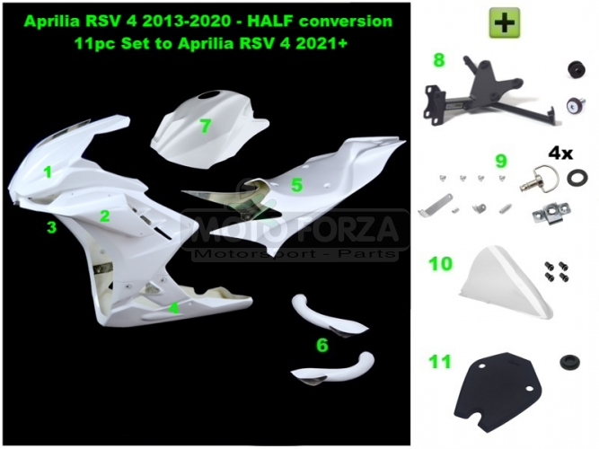 Aprilia RSV 4 2013-2020 konverze na Aprilia RSV 4 2021 - Kompletní sada racing 11 dílná 