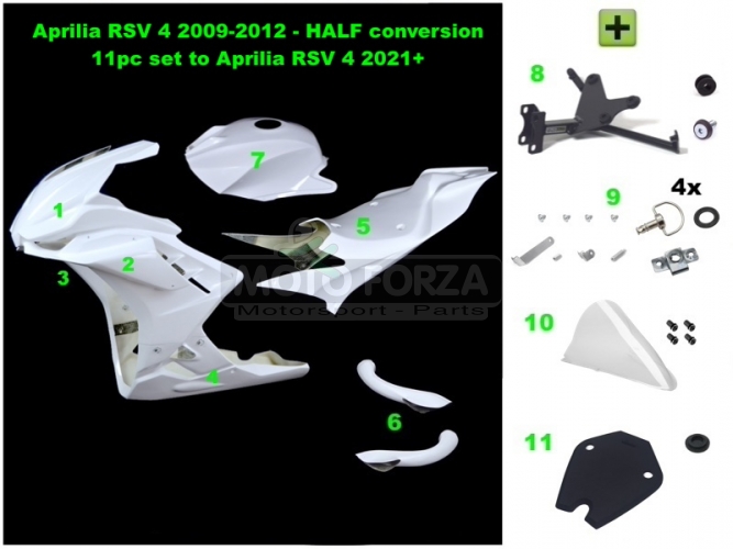 Aprilia RSV 4 2009-2012 - konverze RSV 4 2021+ - Kompletní sada racing 11 dílná 