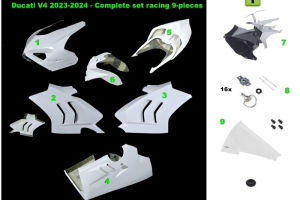 Ducati V4 Panigale 2018-2022 Conversion on Ducati V4 2023-2024 - Complete set racing 9-pieces, GRP