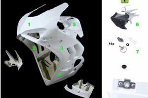 Ducati V4 Panigale 2018-2022  konverze na V4 2023-2024 - Přední kapotáž racing 7 dílná