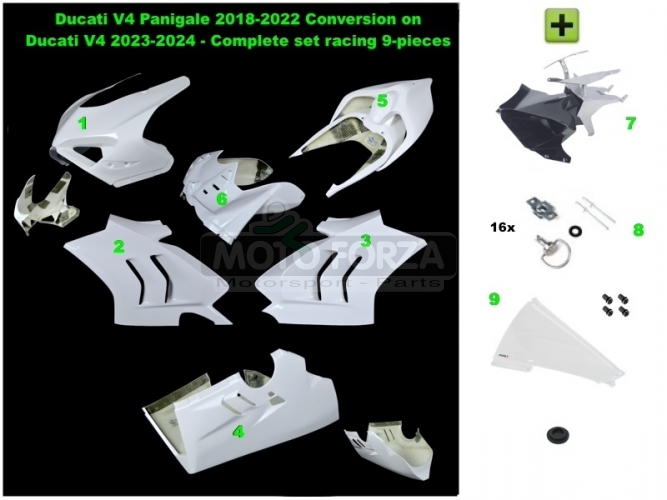 Ducati V4 Panigale 2018-2022 Conversion on Ducati V4 2023-2024 - Complete set racing 9-pieces, GRP