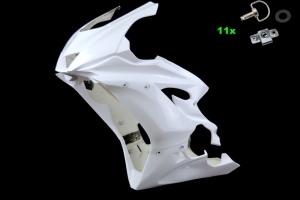 Yamaha YZF R6 2017-  Front fairing Racing incl. DZUS Quick fasteners SET - for Original Exhaust, GRP