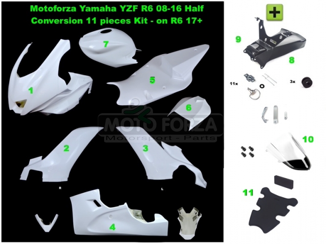 Yamaha YZF R6 2008-2016 Complete set 11-pieces Racing R6 2017 Conversion Kit